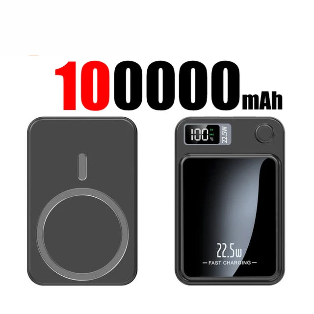 100000Mah Portable Macsafe Magnetic Power Bank Fast Wireless Charger for Iphone 12 13 14 Pro Max External Auxiliary Battery Pack